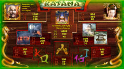 Выигрышные комбинации в аппарате Katana